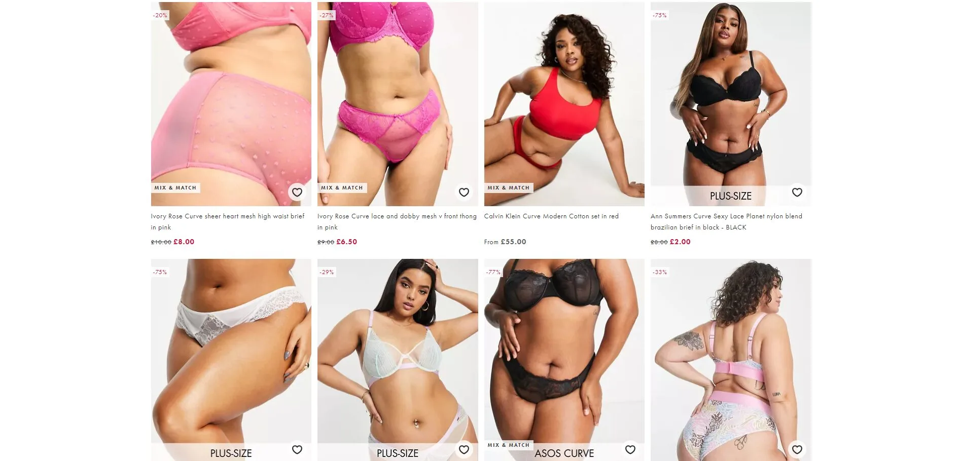 plus-size lingerie sets for boudoir photoshoot on asos marketplace
